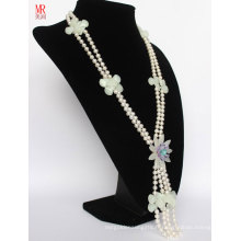 Fancy Real Pearl Beads Collier avec fleur de cristal